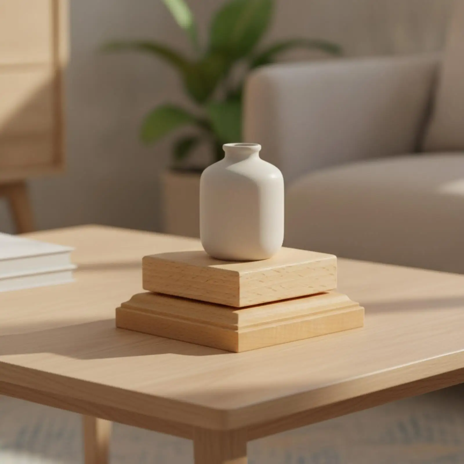 Beech Wood Display Pedestal Versatile 4 Cm Wood Display Pedestal Wooden Riser Stand Multipurpose Decorative Riser Platform