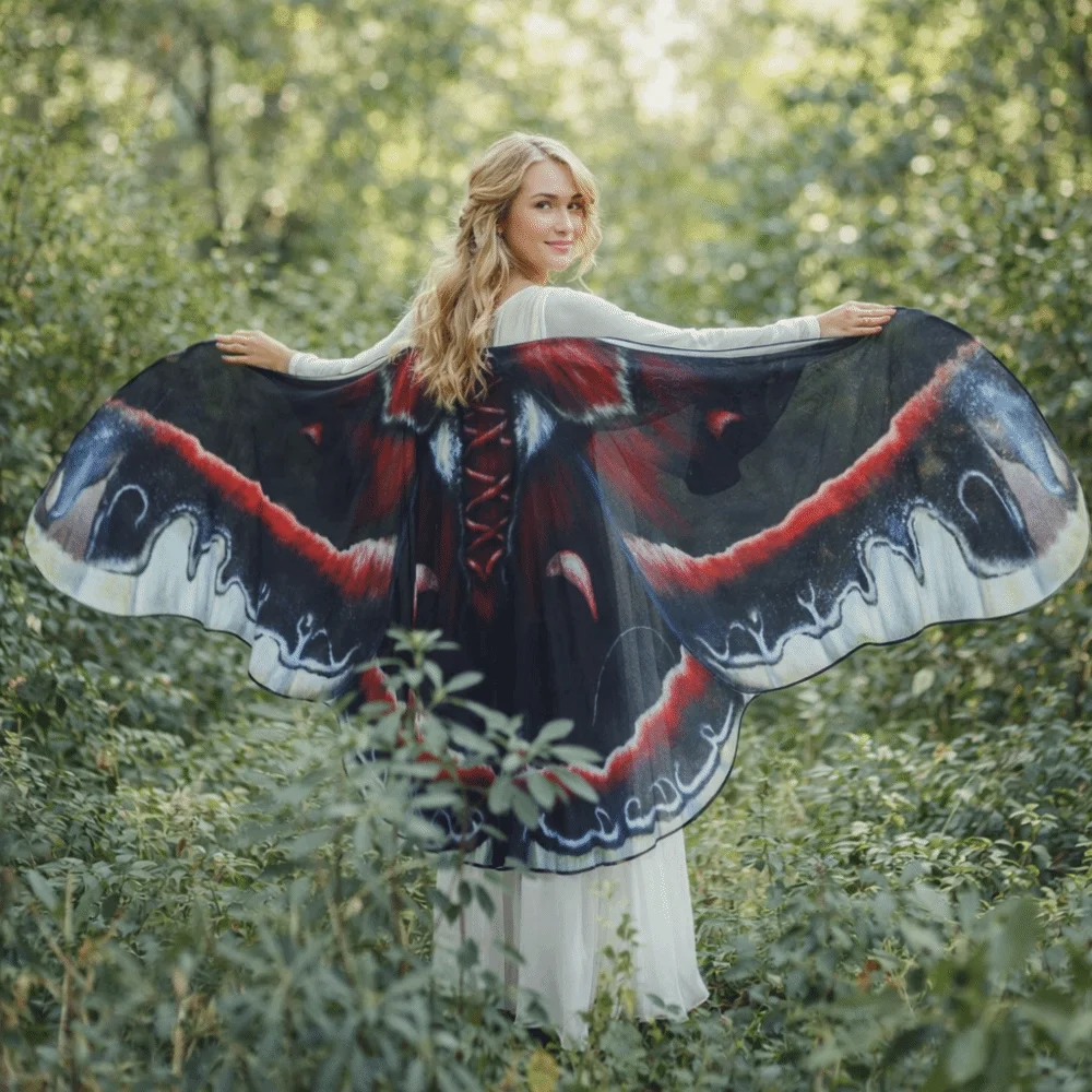 Beautiful Moth Butterfly Cape Halloween Party Butterfly Peacock Shawl Show Masquerade Butterfly Cosplay Costumes Festival Party
