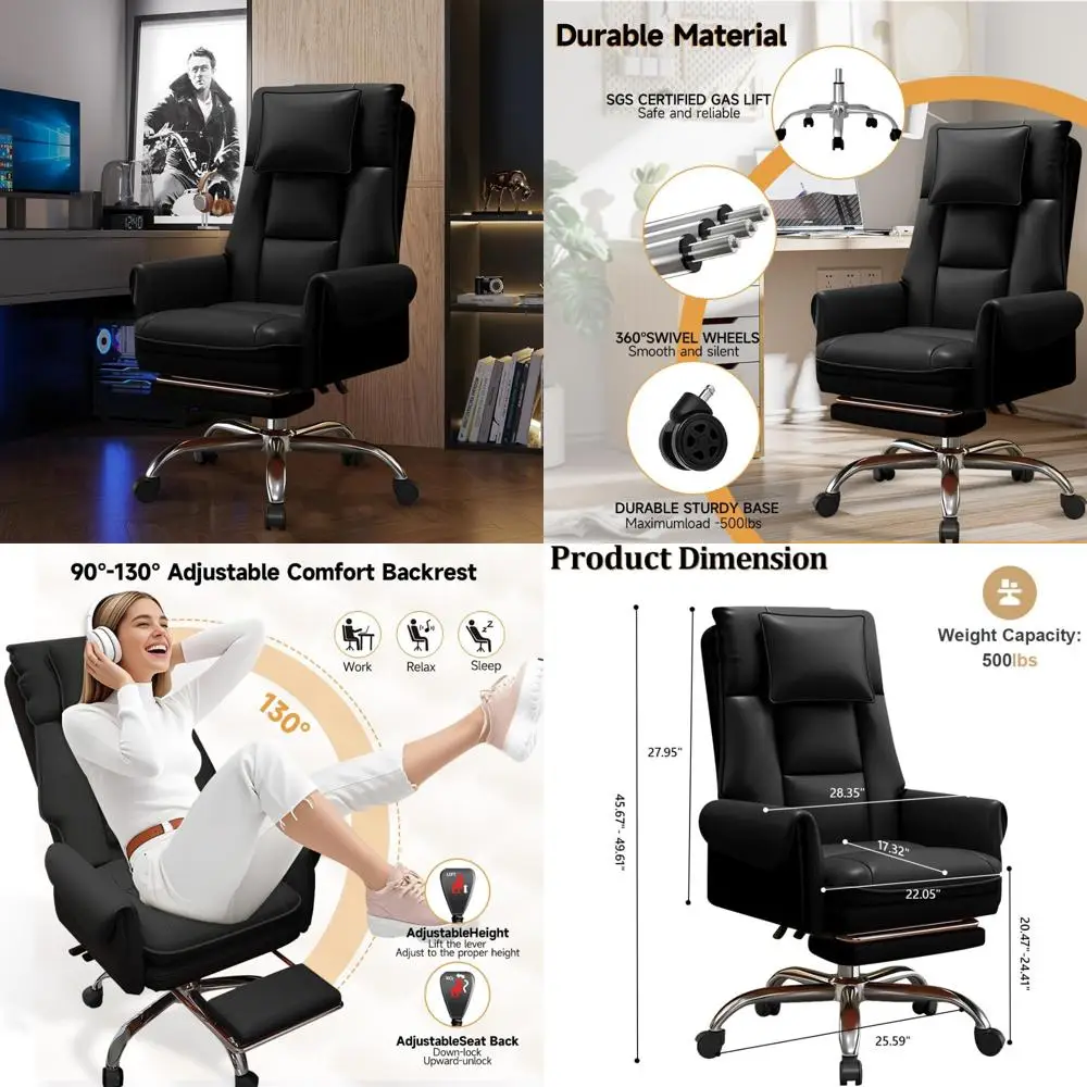 كرسي ألعاب كمبيوتر مريح عالي الظهر مع ارتفاع قابل للتعديل ومسند قدم قابل للسحب للاستخدام الثقيل