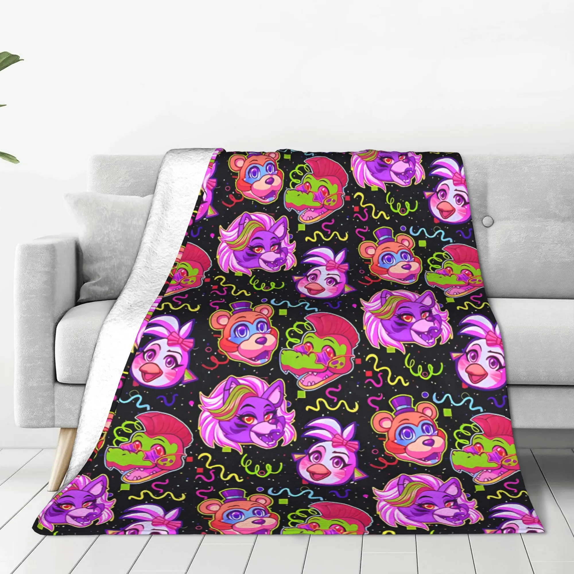 1PC The Glamrock Gang F-FNAFS Home Room Decorations Winter Blankets For Adults Bedding Home Interior Sofa Knee