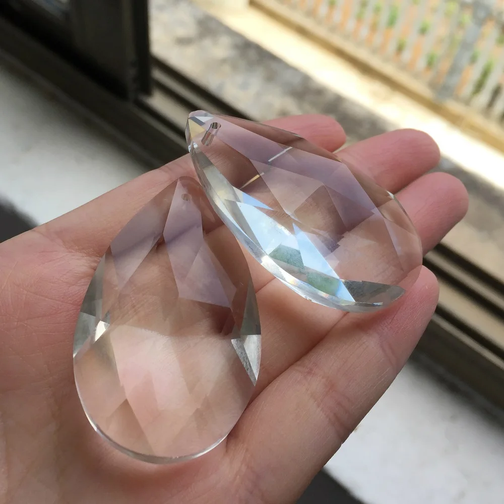 22mm 38mm 50mm 63mm 76mm Clear Glass Tear Drop Crystal Chandelier Parts K9 Glass Suncatcher Prism Hanging Trimming Pendants