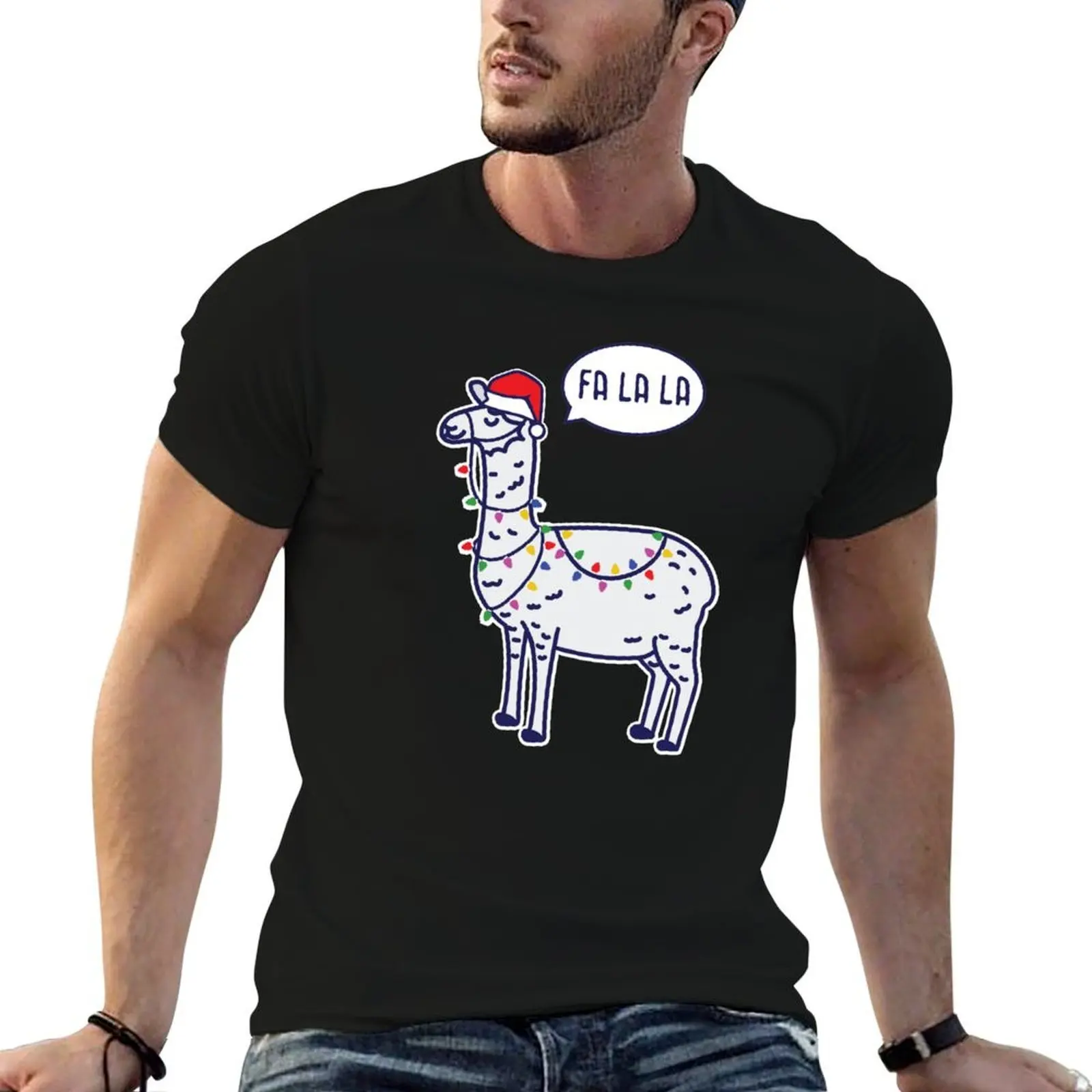 Funny Fa La Christmas Llama with Santa Hat T-Shirt t shirt personalised t shirt man plain T-Shirt
