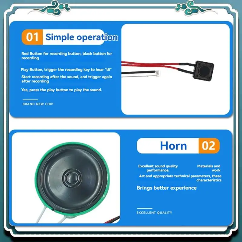 Easy To Use DIY Voice Greeting Card Chip 4 Minutes Recordable Voice Sound Chip Voice Greeting Card For Holiday Moudle Loop Playb