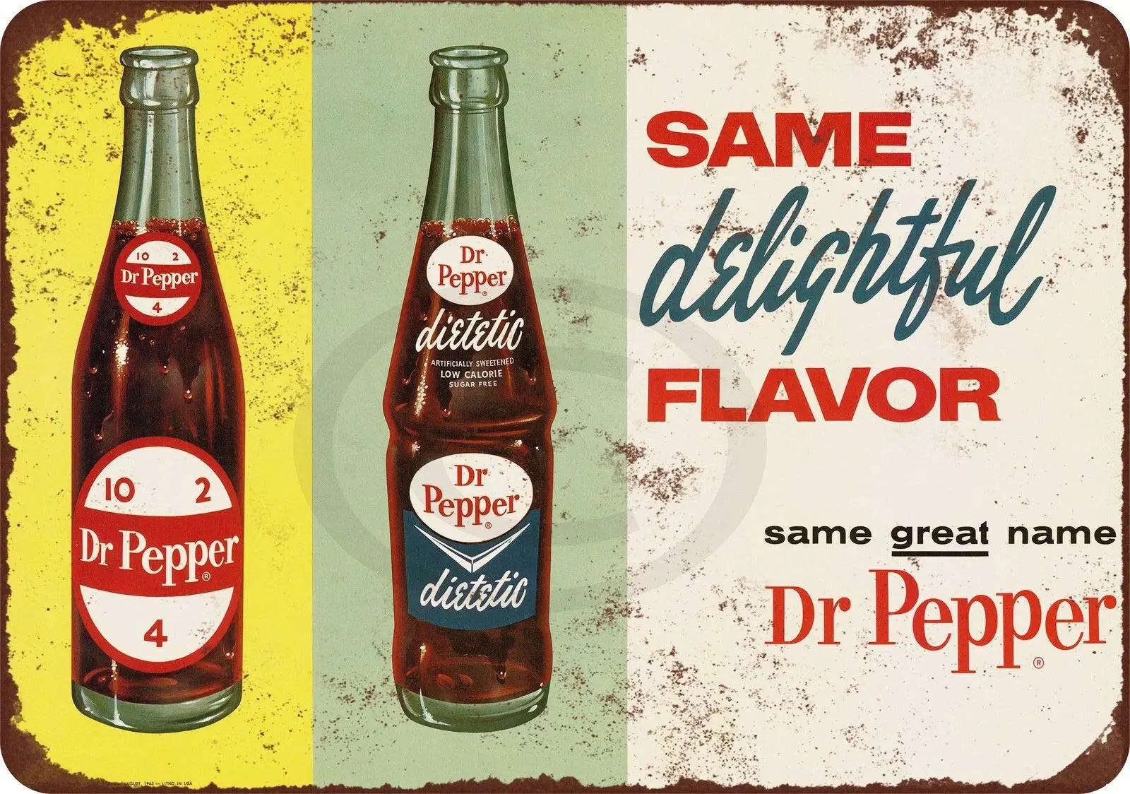 HomDeo 1963 Diet Dr. Pepper Tin Sign 8 x 12 Inches Metal Signs Vintage Funny Wall Decor for Pub Wine Cellar Man Cave Patio  sign