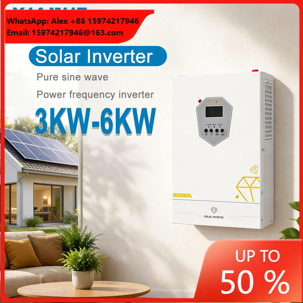 3.6kW 6.2kW 11kW CE Hybrid Solar Inverter Pure Sine Wave MPPT Touch Screen Lithium Battery Support For Residential