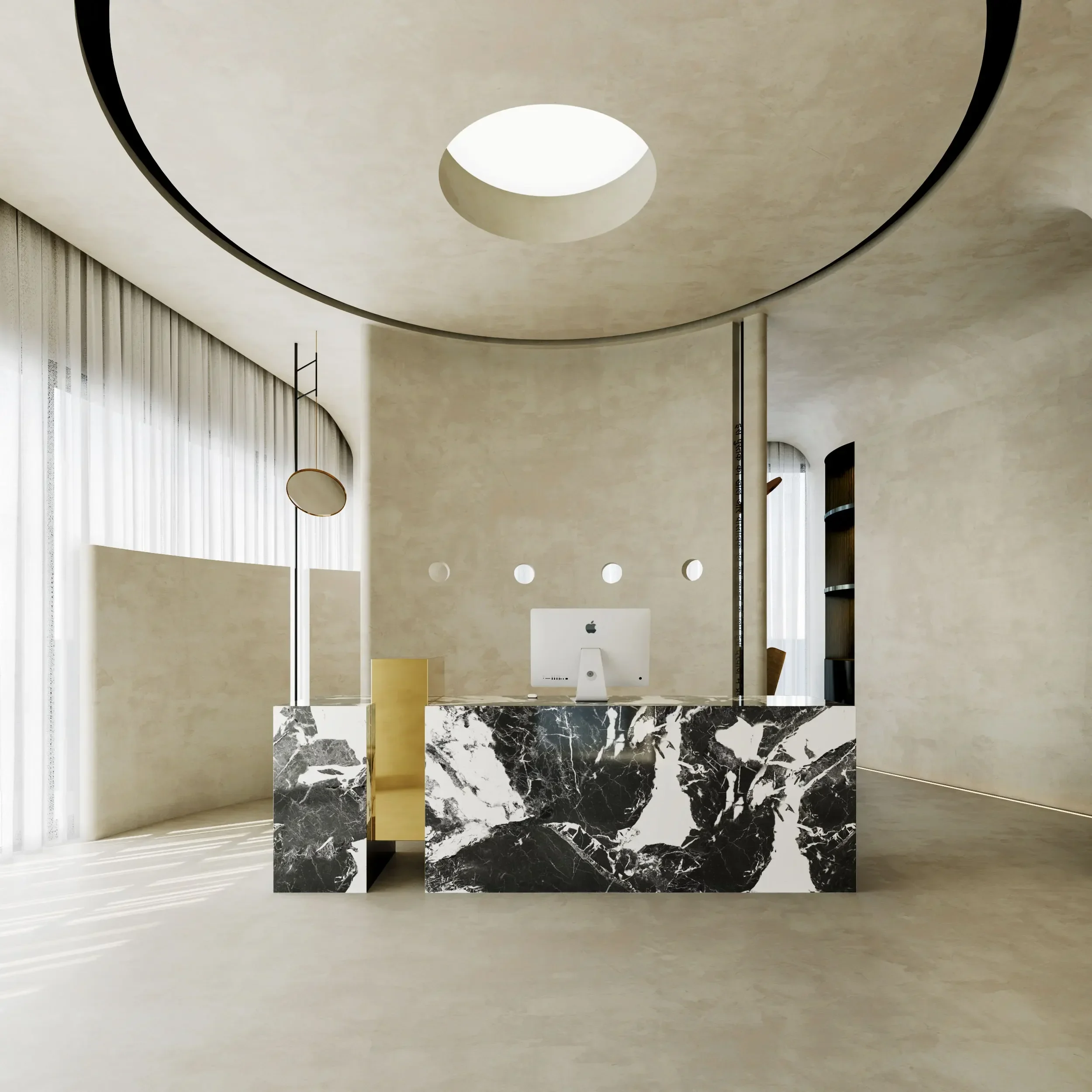 Modern simple clothing shop beauty salon checkout page paint imitation marble company hotel reception front desk
