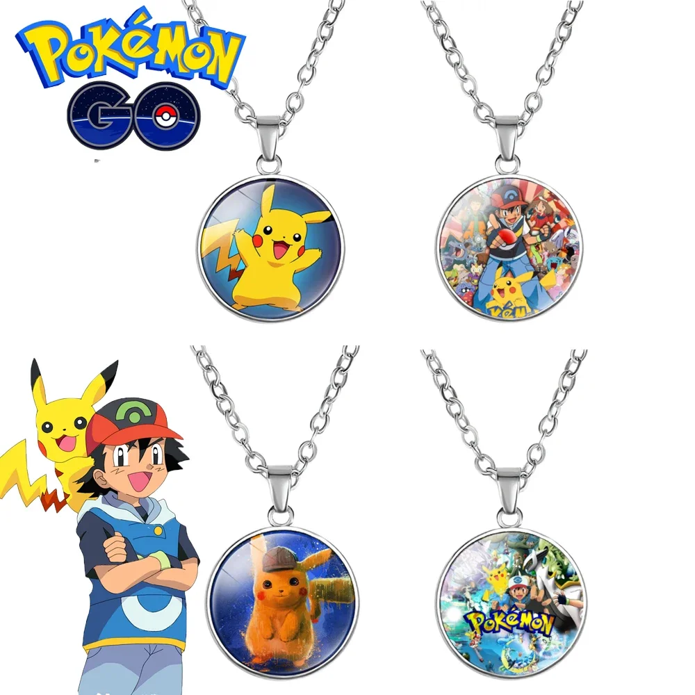 

Pokemon Pendant Necklace Animation pikachu Time Gem Disc Pendant Necklace Children Lovely Game Peripheral Accessorie Couple Gift