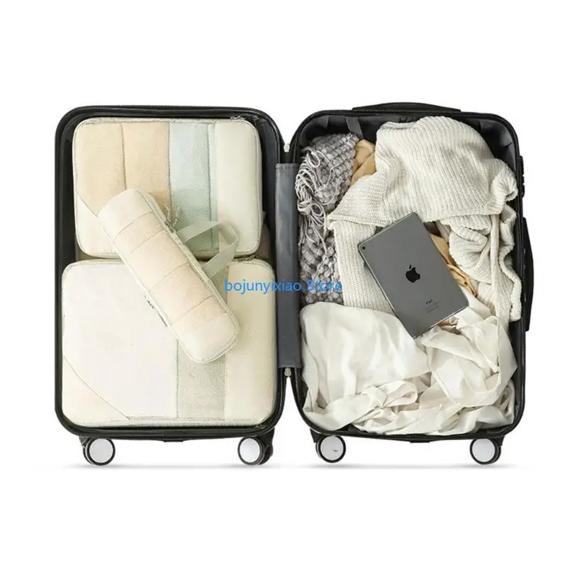 

900B 5Pcs Compressible Travel Luggage Organizers Portable Packing Cubes Clothes Shoes Toiletry Storage Bag Space-saving
