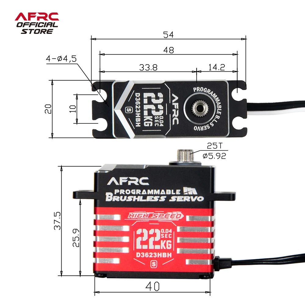 AFRC-D3623HBH-S High Speed Brushless Programmable Servo for ALIGN OXY5 MEG, SAB GOBLIN RAW 700, 450-700 Class Helicopters