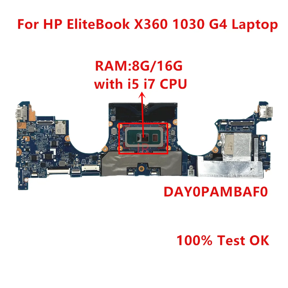 

DAY0PAMBAF0 Mainboard For HP Elitebook x360 1030 G4 Laptop Motherboard with i5 i7 CPU 8G 16G RAM 100% Test OK
