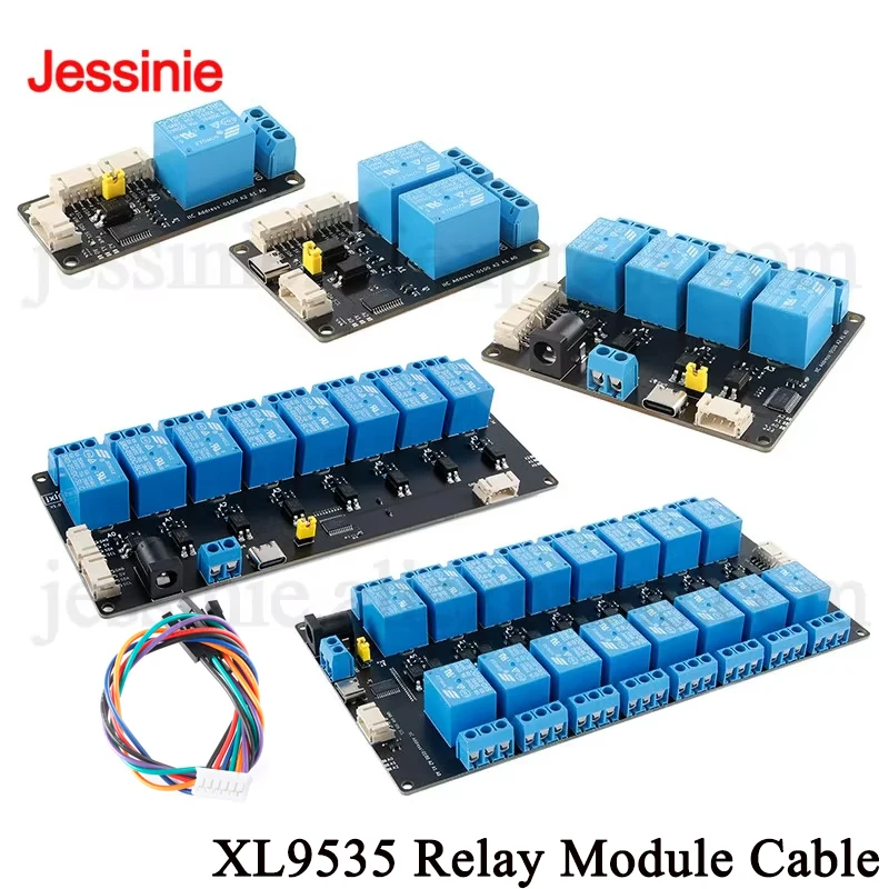 XL9535 1 2 4 8 16 Way Channel Expansion Relay Module 5V Power Supply Optocoupler Isolation Board IIC I2C Communication Cable