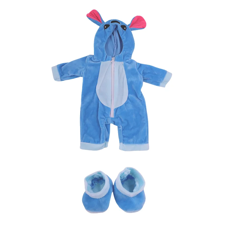 Vestiti per bambole Pigiama tuta con motivi animali Vestiti pop per bambole nate da 43 cm Set per bambole americane da 18 pollici, regali per festival