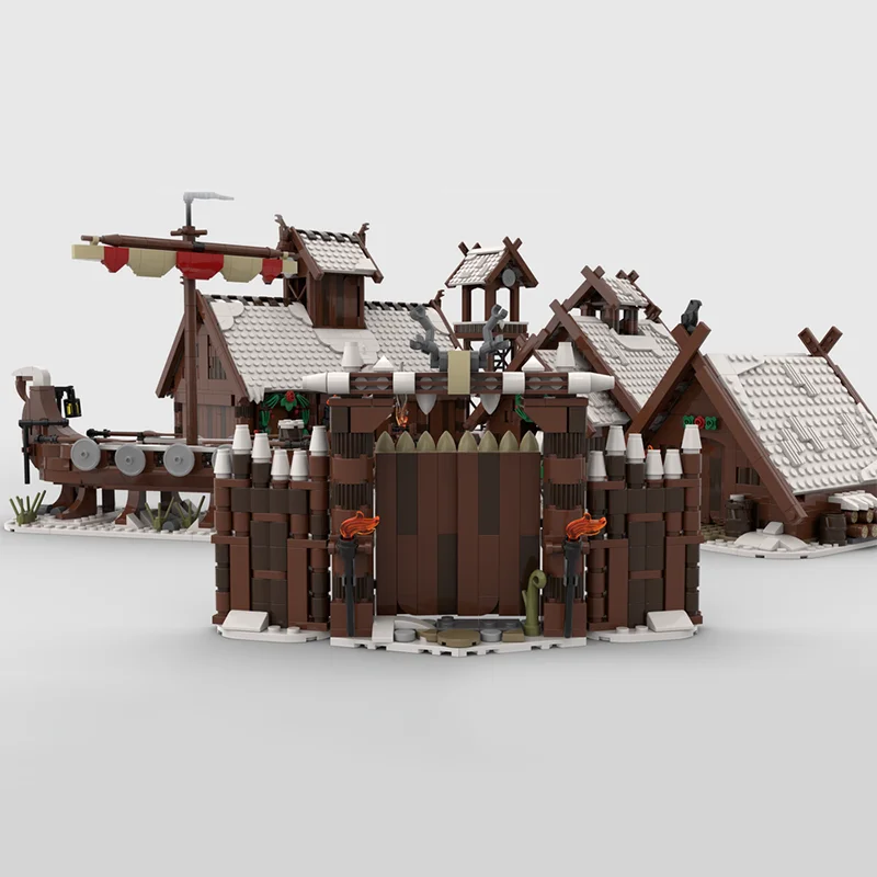 3158 pièces Moc hiver Viking Village bricolage Kit d'architecture modèle éducatif blocs de construction jouets d'anniversaire cadeau pour les Fans