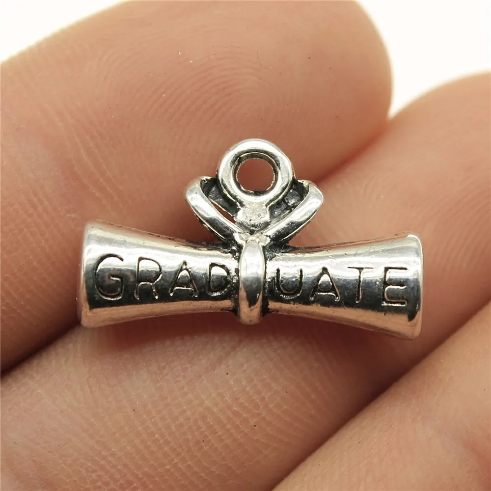 20pcs 22x13mm(0.87x0.51inch) Antique Silver Color Graduate Charms Zinc Alloy DIY Jewelry Findings Bulk