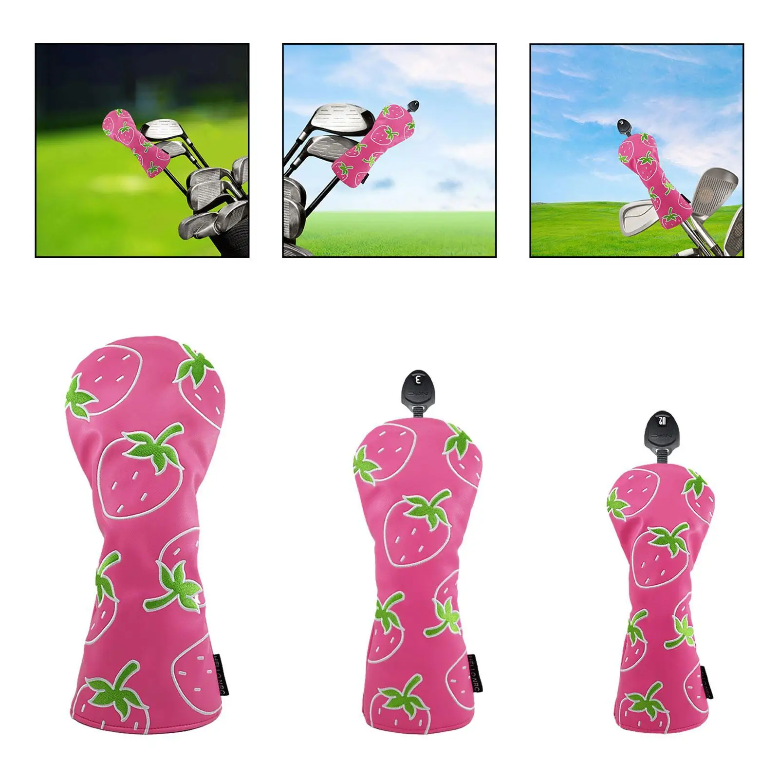 

Strawberry Printed Wood Headcover Sleeve Golfing Supplies Wear Resistant Waterproof Sports Wood Cover Golf Club Head Cover