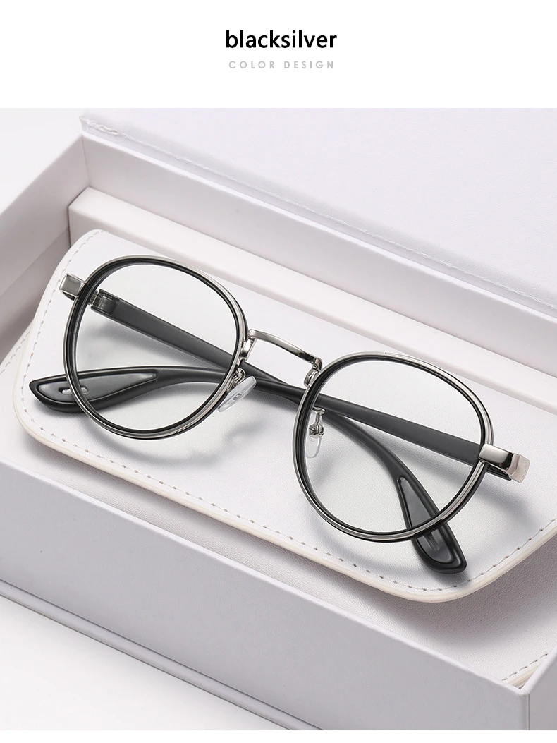 Punk-Style Farbwechselnde Kurzsichtbrille, Neue Modische Runde Hip-Hop Anti-Blaulicht-Brille 072 – Detail 12
