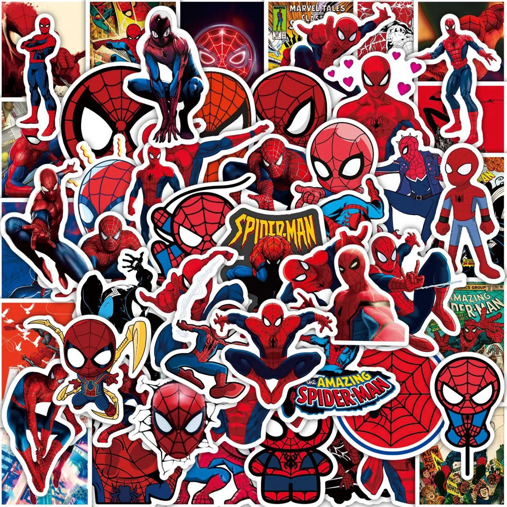 

10/30/50pcs Disney Cool Cartoon Spiderman Stickers Waterproof Graffiti Fridge Computer Phone Case Anime Sticker for Kids Gifts