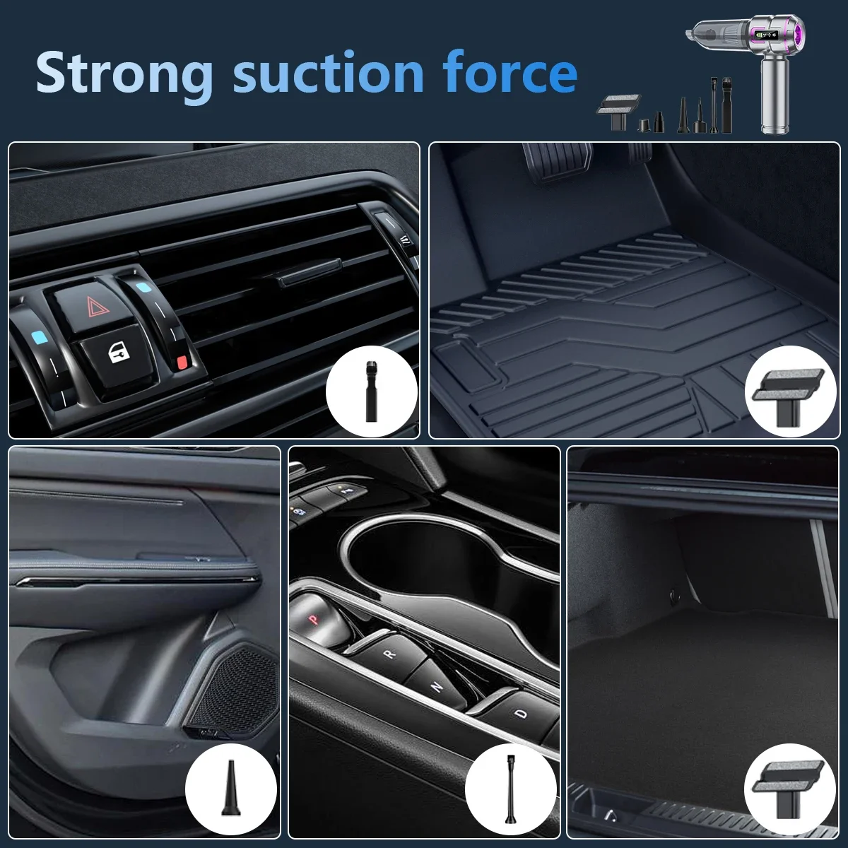 【2025 جديد】مكنسة كهربائية للسيارة لاسلكية قوية محمولة صغيرة محمولة مع شفط قوي لتنظيف المنزل بالسيارة