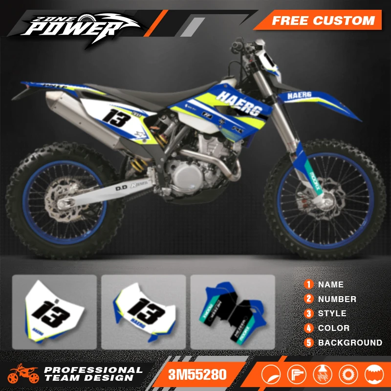 

Powerzone Motorcycle Graphics Decals Sticker Kits for HUSABERG FE TE 2013 2014 Background Custom Number Name 4