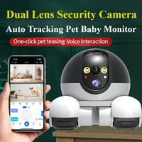 360 Camera Security Wifi HD Dual Lens Dual Screen Home Cam 2-Way Audio Auto Tracking Pet Robot Wireless Camera PTZ Baby Monitor