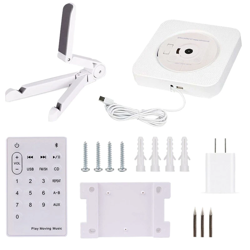 

Универсальный настенный CD-плеер, Bluetooth CD-плеер, настольный музыкальный плеер с двойным динамиком и дистанционным управлением, прочная вилка стандарта США