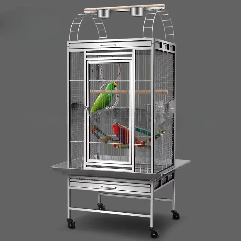 Stainless Move Bird Cages Nest Courtyard Metal Open Home Bird Cages Budgie Breeding Oiseaux Accessoires Pet House