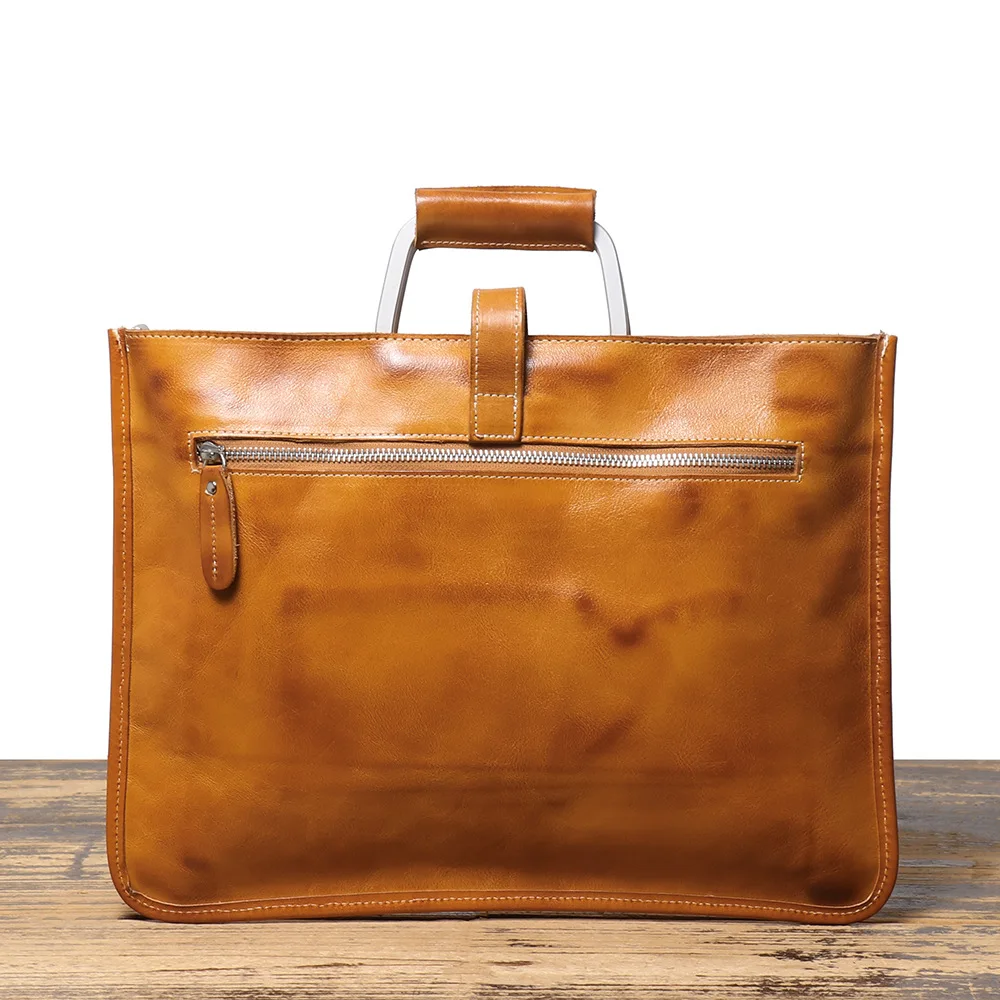 Slim Head Layer Cowhide Business Bag Vintage Men's Briefcase Shoulder Bag