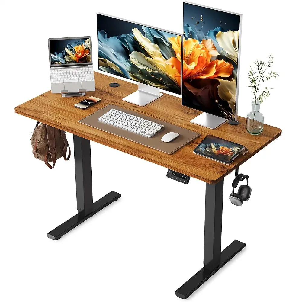 Electric Standing Desk, 48 X 24 Hes Stand Up Desk With Splice Board, Adjustable Height Desk, Computer Desk For Home Office, Bla