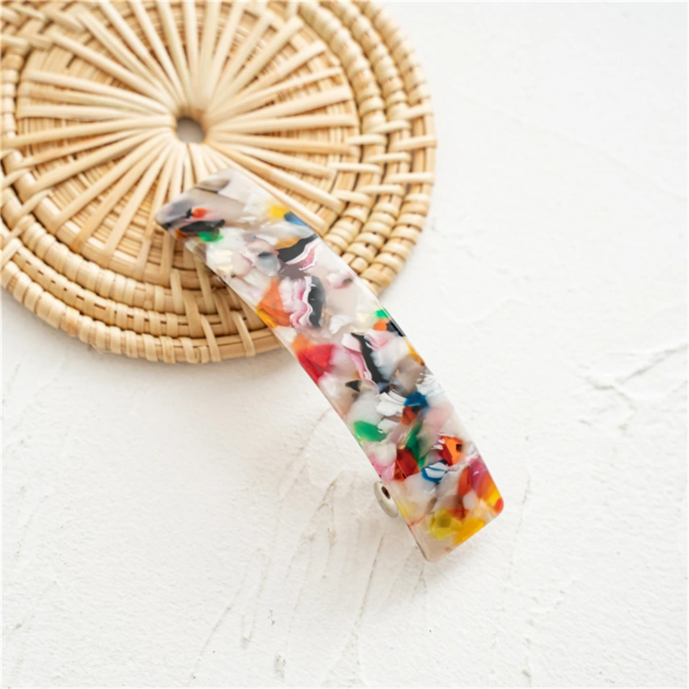 6-Color Bangs Sea Side Clip Acetate Plate Versatile Plate Hairpin Automatic Buckle Broken Hair Clips Fashion Simple Headdress