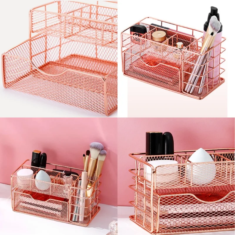 Efficient Nordic Metal Drawer Organizer: Ideal for Office, Home, Kitchen, Bathroom, Makeup & Craft Supplies - Durable, Space-Sav