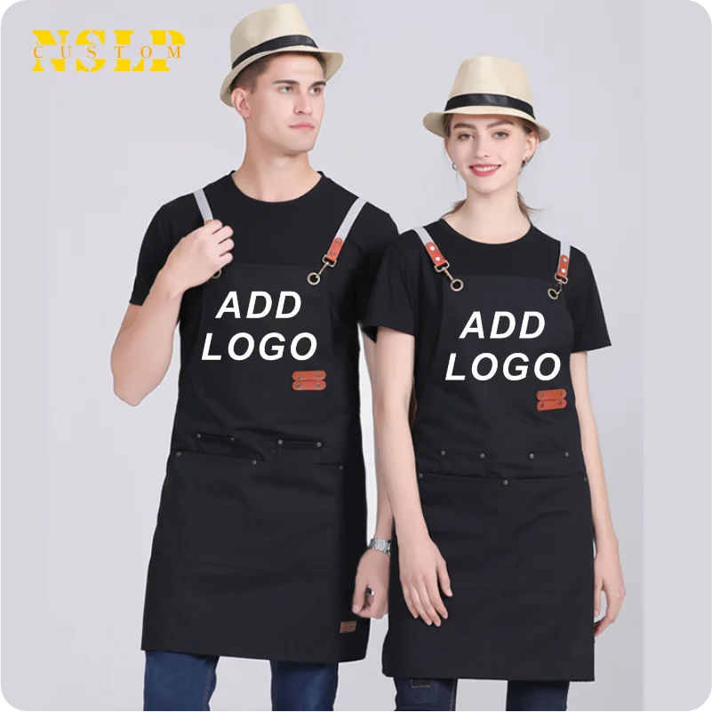 Professional Kitchen Apron Waterproof/Stain Resistant Multifunctional High Quality Canvas Catering Waiter Apron Add Custom Logo