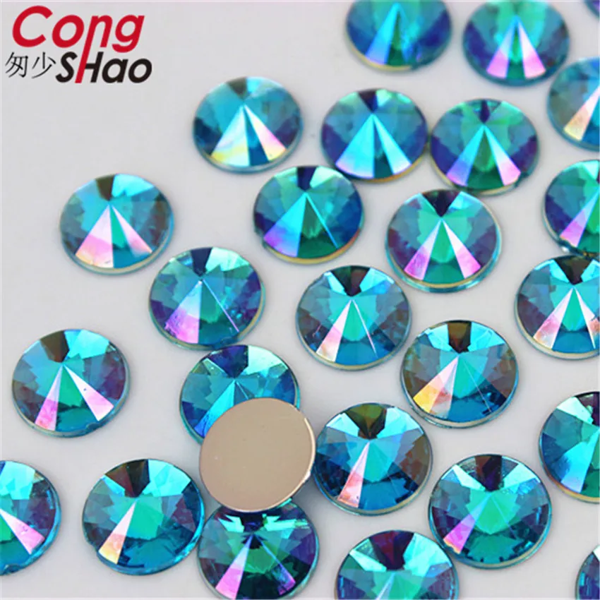 100pcs 10mm Round crystals Acrylic Nail Art AB Rhinestone Non Hotfix Flatback Acrylic Stones For Face Garment Decorations WC58