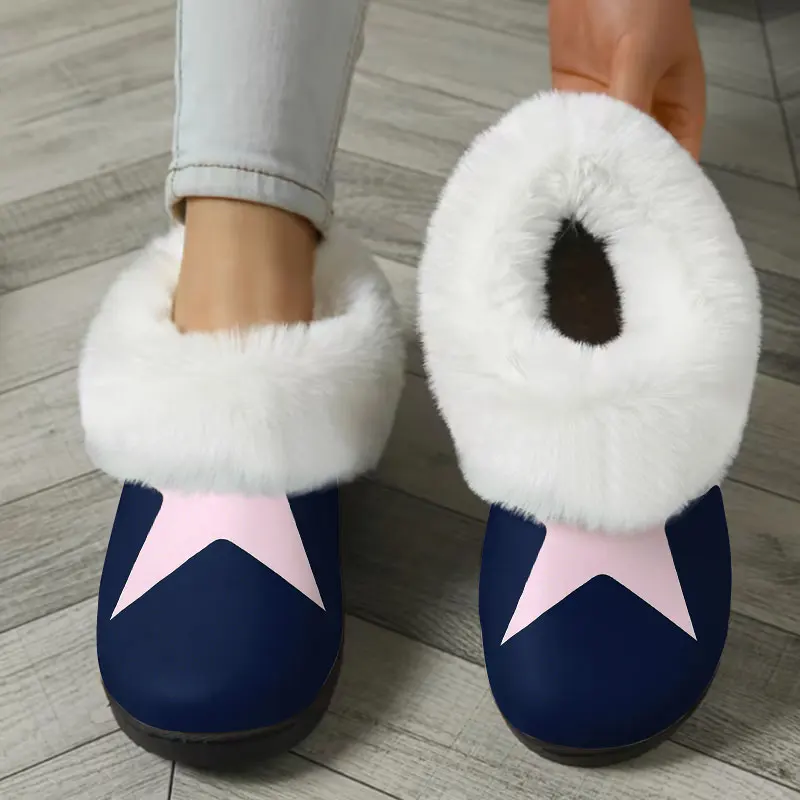 Pantuflas de Invierno para Mujer Big Star, Color Rosa Oscuro y Azul, Cálidas, de Felpa, con Forro Polar, para el Hogar
