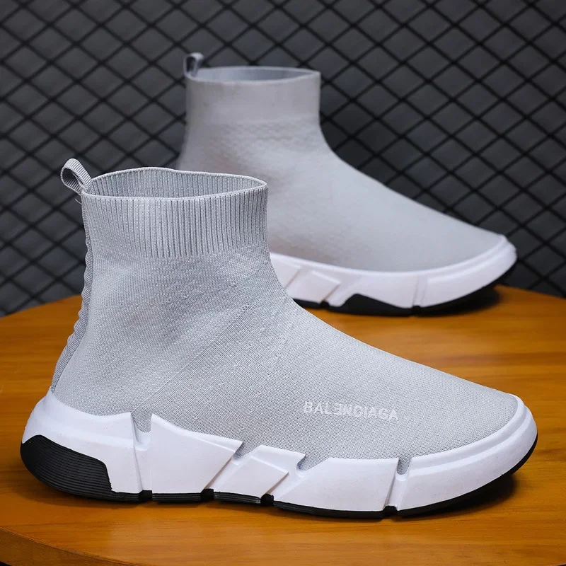 2024 Men's Shoes High Top Socks Lightweight Running Shoes for Men Design Mesh Casual Sneakers Outdoor Sports Tennis Shoes