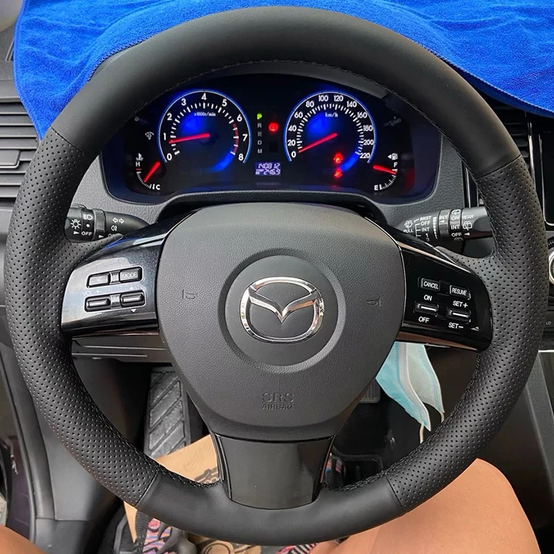 Customized Car Steering Wheel Cover for Mazda 8 2011 2012 2013 2014 2015 Hand Sewing Handmade Microfiber Leather Braid Cover