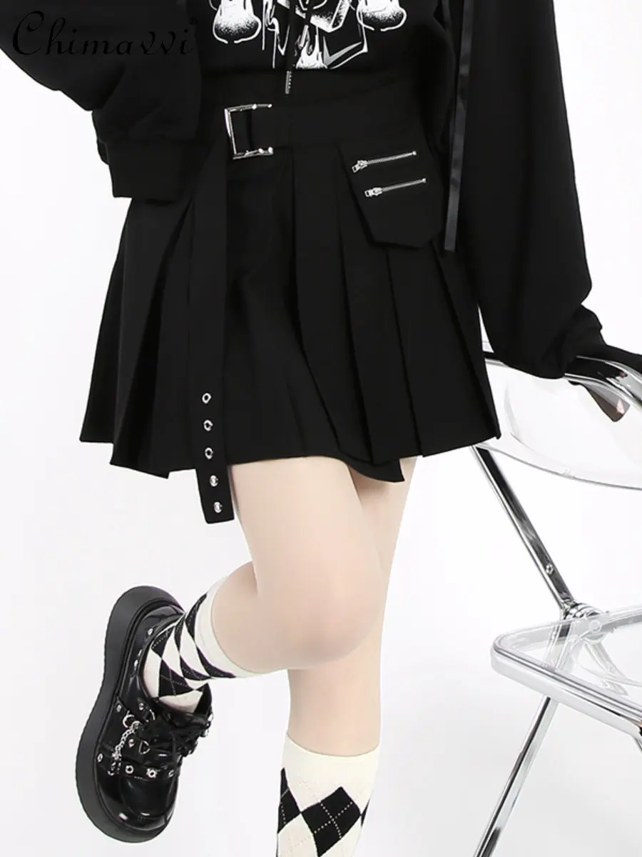 

Black Irregular Stitching Skirt 2023 Summer New Fashion Short Punk Women's High Waist Slim Skirt Temperament Student Skirts