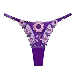 6pcs/lot Women Embroidery Bikini Mesh Panties Sexy Thongs Female Underwear Teenage Girls Lingerie Babydoll Intimates 2264