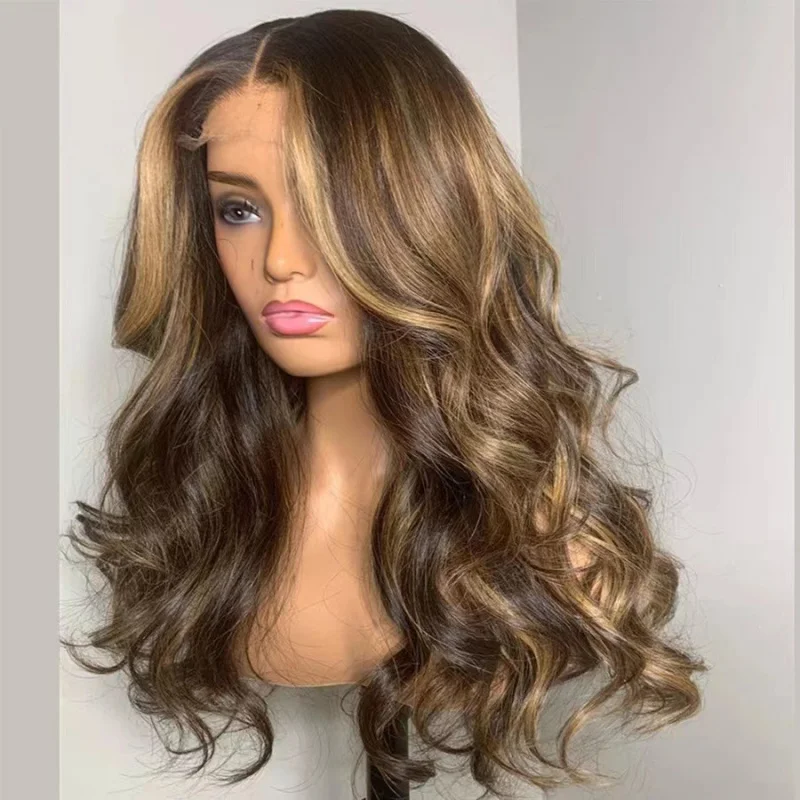 

European and American Style Wig for Women, Big Wave Gradient Synthetic Long Curly Hair, Rose Net Cap, Long Style