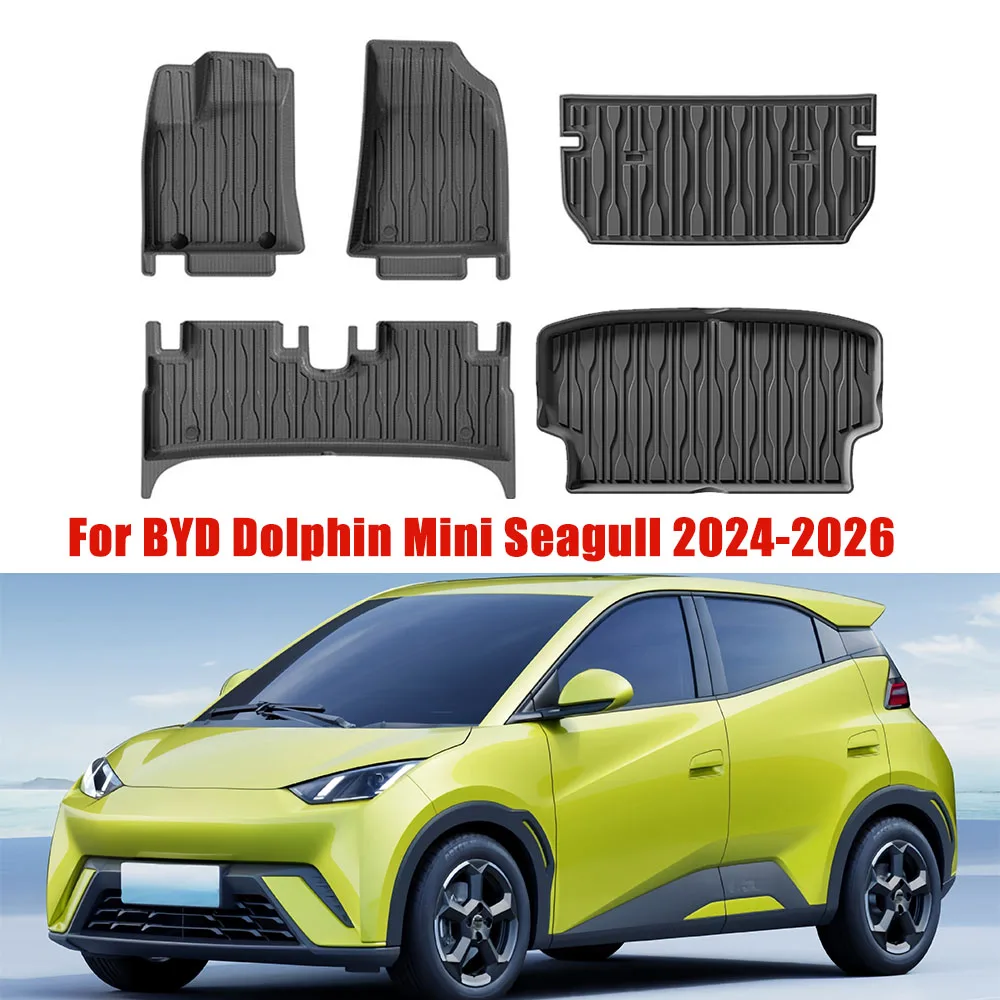 

Коврики EAMTY для BYD Dolphin Mini Seagulls EV 2023 2024 2025,2026, всепогодная защита, автомобильные вкладыши из ТПЭ и аксессуары для ковриков в багажник