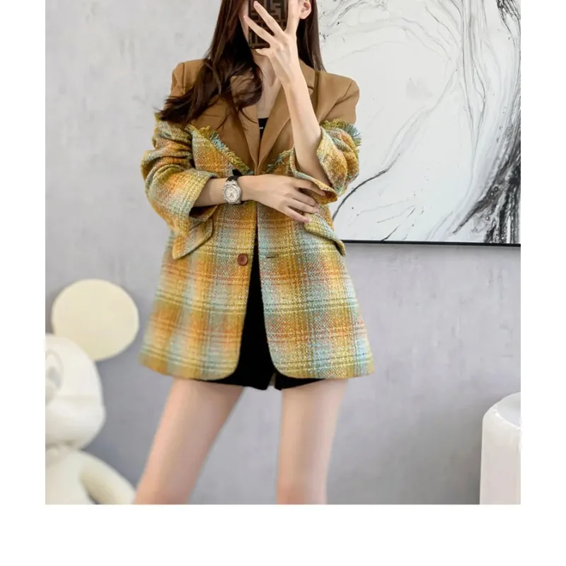 Insozkdg Minimalist Blazer Jacket Women Autumn Winter 2024 New Design Niche Elegant Versatile Blazer Office Lady Girls Coats