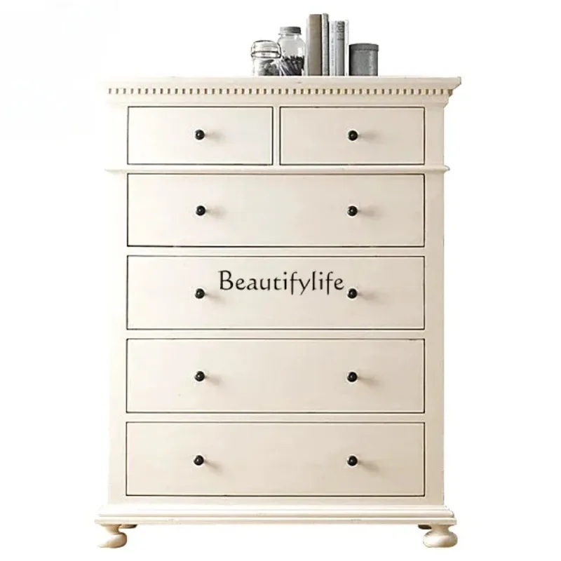 

ls 18 FG40American simple modern solid wood white multi-chest chest drawer decorative cabinet French style