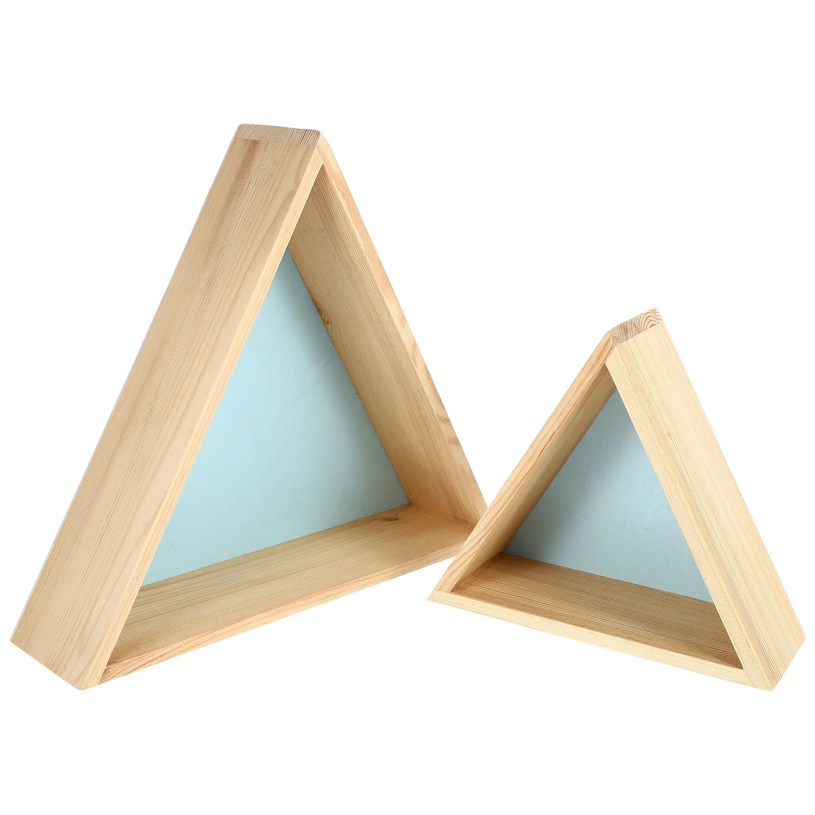 2 Pcs Decor Storage Shelves Children's Room Shelf Triangle Wall Rack Multifunction Decorative Blue Wooden Wall-mounted