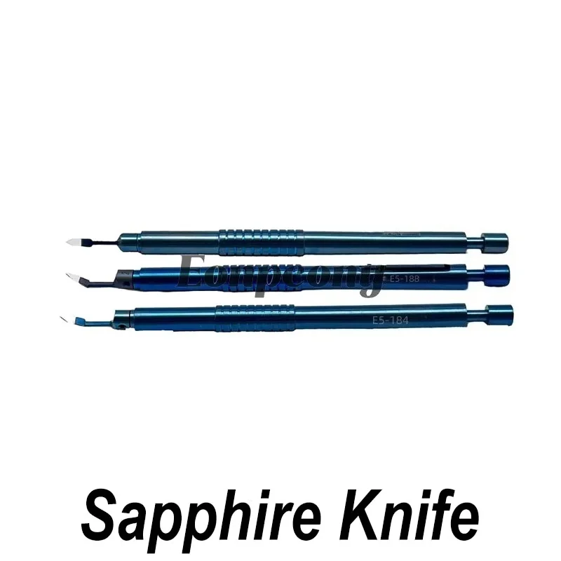 Strumento oftalmico a gomito con doppia lancetta - Coltello in zaffiro