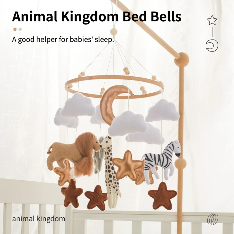 Krippe Mobile Bett Glocke Holz Baby Rasseln Weiche Filz Cartoon Tier Bett Glocke Neugeborenen Spieluhr Hängen Spielzeug Krippe Halterung Baby Geschenke