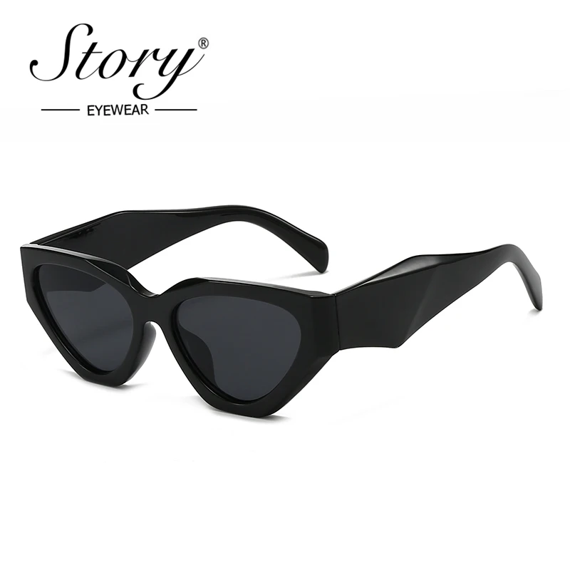 STORY Trendy Large Cat Eye Sunglasses for Women 2026 Luxury Brand Designer Vintage Thick Frame Wine Red Oval Sun Glasses S3987N