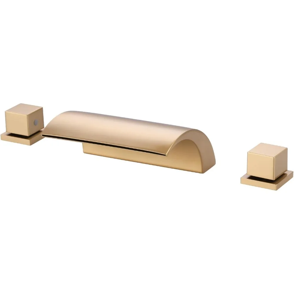 

Brushed Gold Deck-Mounted Widespread 2-Handle Roman Tub Faucet with Solid Brass Construction