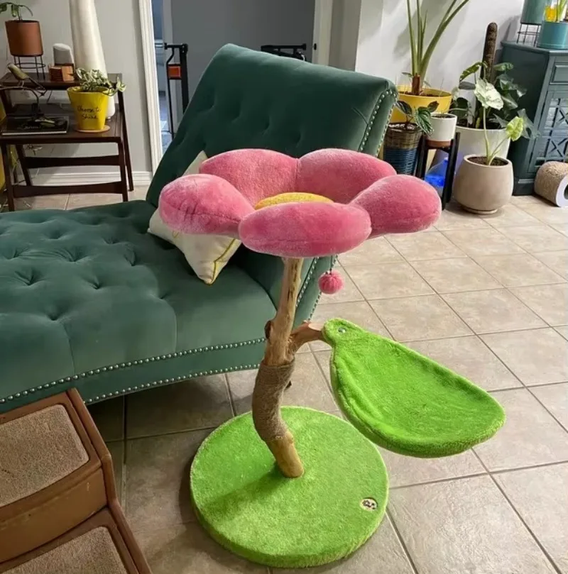Modern Flower Floral Cat Tree Tower Luxury Cat Condo Climbing Furniture Cat Tree for Kitty Gift