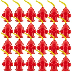 Novelty Fire Hydrant Straw Cups With Lids(4 /6/8/10Pack) 12oz Kids Fireman Birthday Favors Fire Truck Firefighter Party Supplies