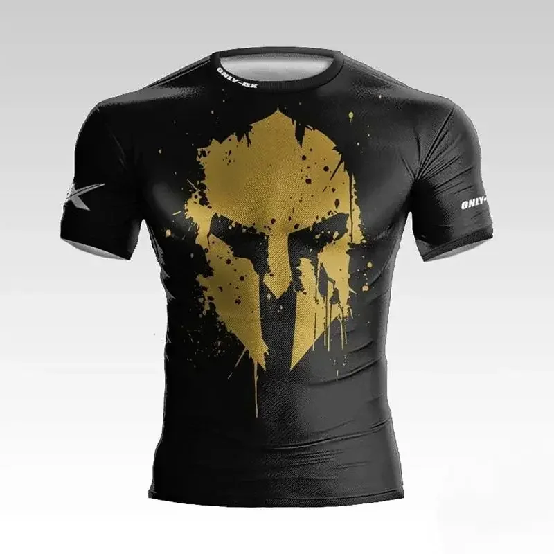 

3d Male Warrior Helmet Print Loose Breathable Quick Drying Casual Sports Round Neck Plus One Size Men's Spring Summer T-shirt