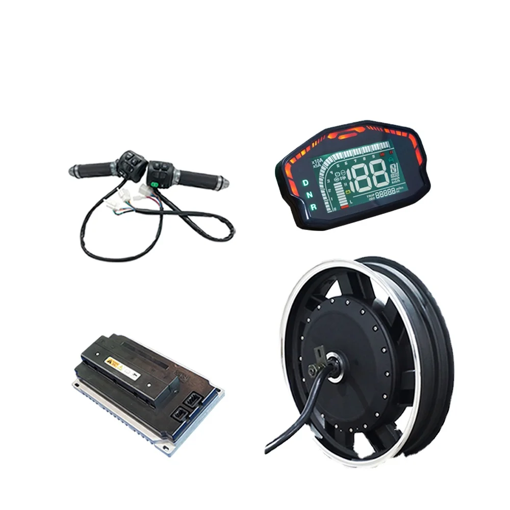 SiAECOSYS QSMOTOR 17X3,5 pulgadas 5000W 72V 100kph Kits de tren de potencia de Motor de cubo para motocicleta eléctrica